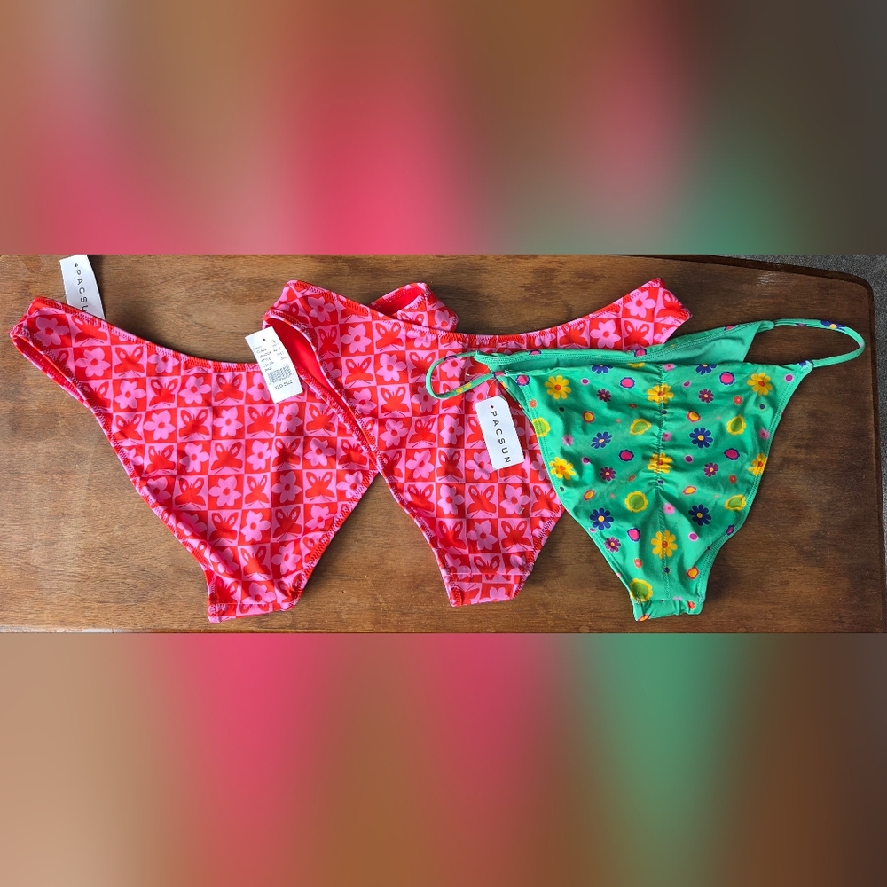 PacSun Bikini Bottoms Set Of 3 Size Extra Large - Picture 7 of 8
